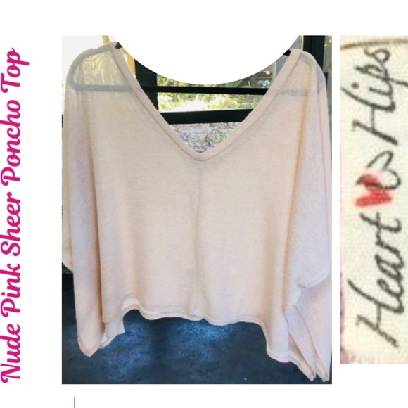 Heart & Hips Tops - Gently Worn Nude Pink Sheer Poncho Top